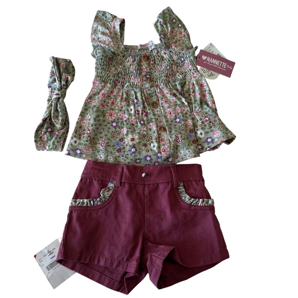 Nanette Baby Outfit Bundle - Floral Tank & More - 18 Months